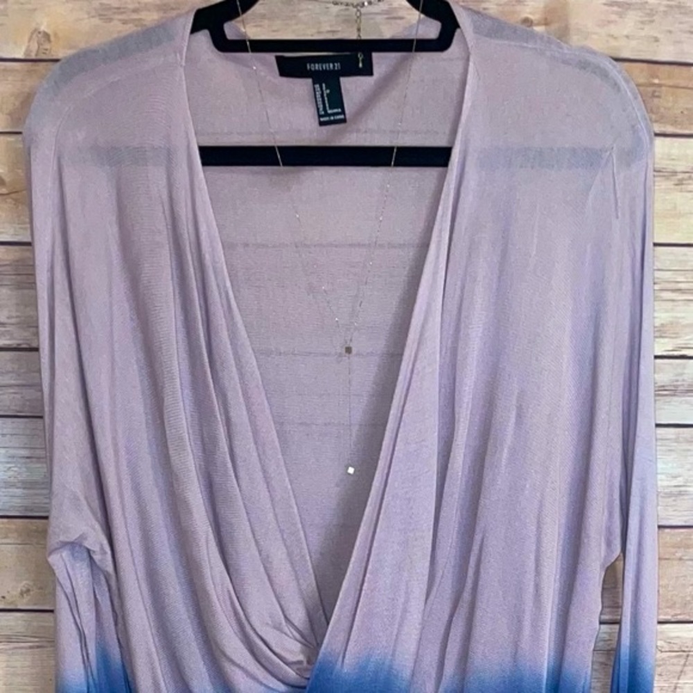 Ombré Purple Deep V High-Low Top - Picture 5 of 8
